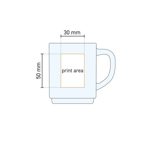 Technische werktekening geeft het exacte graveergebied op het Stapelo glas aan.