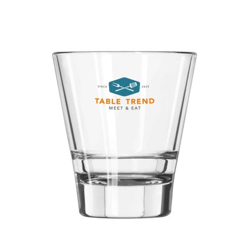 Voorzijde van het Tumbler Libbey Endeavor 26 cl glas voorzien van meerkleurig gedrukt TableTrend-logo.