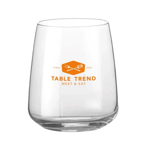 Aurum Tumbler waterglas 37 cl met TableTrend-logo in één kleur bedrukt op het vooraanzicht van het glas.
