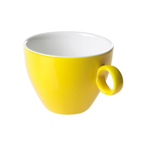 Geel-witte Bart Cappuccino kop 23 cl in porselein, vooraanzicht met licht toelopende vorm en glad oppervlak.