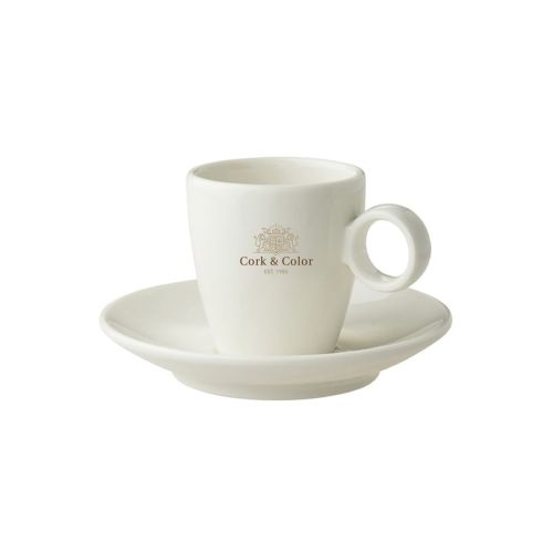 Bart Espresso 6,5 cl set met CorkColor-logo in meerdere kleuren op de voorzijde.
