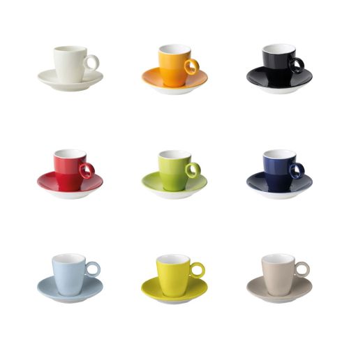 Kleurvarianten van Bart Espresso porselein 6,5 cl. overzichtelijk weergegeven.