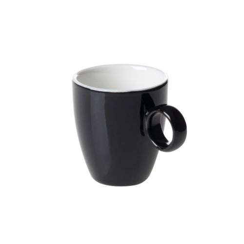 Bart Espresso kop 6,5 cl in zwart-wit porselein met compacte vorm en licht gebogen oor.