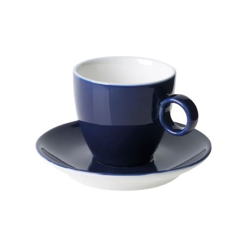 Vooraanzicht van Bart Koffie 17 cl set in blauw-wit porselein met eenvoudige cilindervorm.