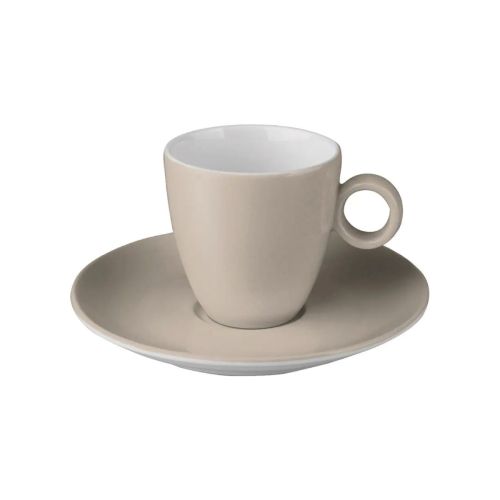 Vooraanzicht van Bart Koffie 17 cl set in grijs-wit porselein met eenvoudige cilindervorm.