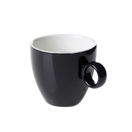 Zwart-witte Bart Koffie kop 17 cl in porselein, vooraanzicht met klassieke ronde vorm en gladde afwerking.
