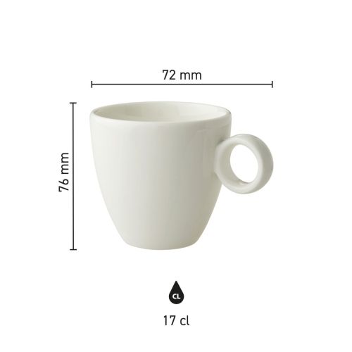 Afmetingen van Bart Koffie kop 17 cl porselein visueel weergegeven in overzichtelijke infographic.