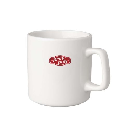 Beker Budgetline Brabant 20 cl. van wit porselein met PrintPub-logo in één kleur op de voorkant gedrukt.