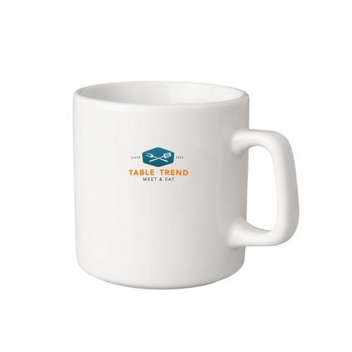 Budgetline Brabant beker 20 cl. van porselein met TableTrend-logo in meerdere kleuren zichtbaar op voorzijde.