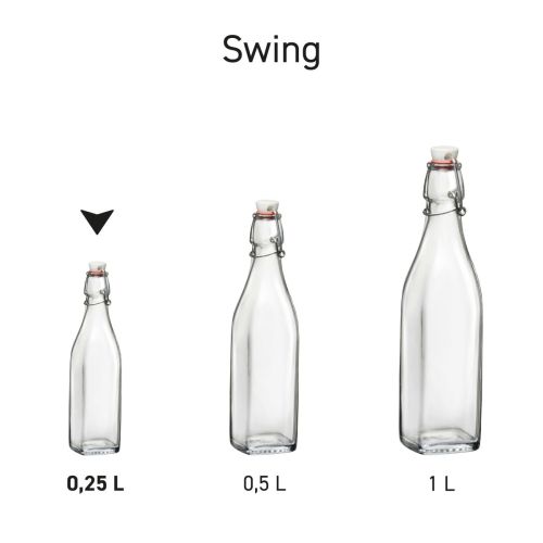 Reeks van Beugelflessen Swing in serieopstelling, met identiek ontwerp.