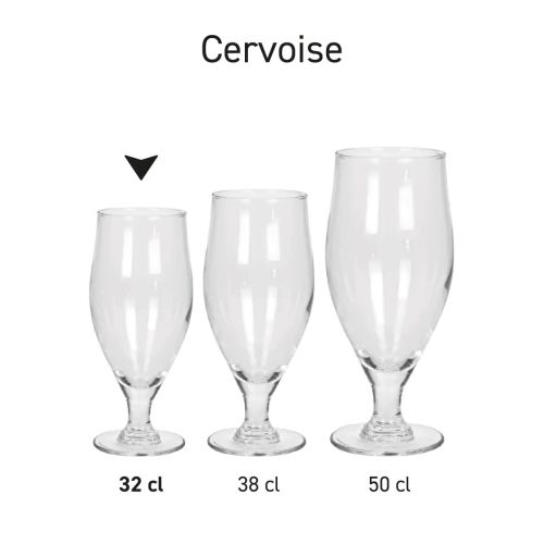 Serieafbeelding van meerdere Cervoise bierglazen 32 cl., gegroepeerd voor productvergelijking.