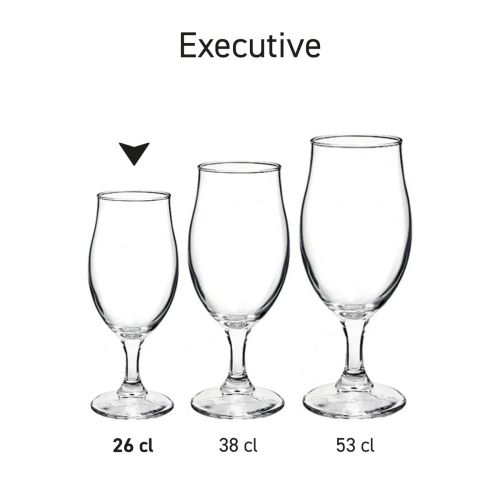 Set van meerdere Bierglazen Executive in rij gepresenteerd, tonen variaties binnen dezelfde glasserie.