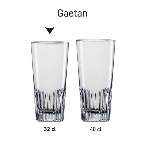 Serie bierglazen Gaetan 32 cl. en 40 cl. overzichtelijk gepresenteerd naast elkaar.