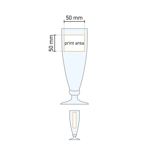Technische werktekening van het drukgebied op een Harmonia bierglas van 27,5 cl.