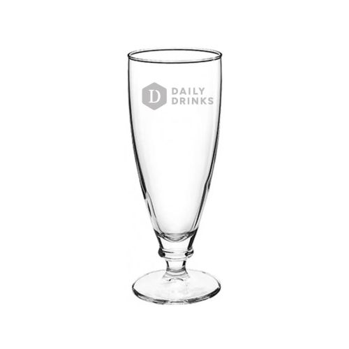 Logo van DailyDrinks in fijne glasgravure zichtbaar op voorzijde van Harmonia glas 27,5 cl.
