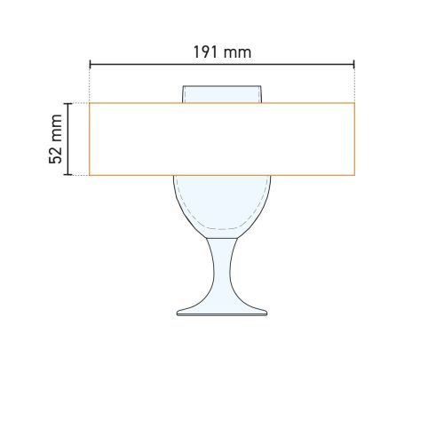 Werktekening van bierglas Munich 26 cl met aanduiding van het drukgebied, geschikt voor bedrukking en positionering.