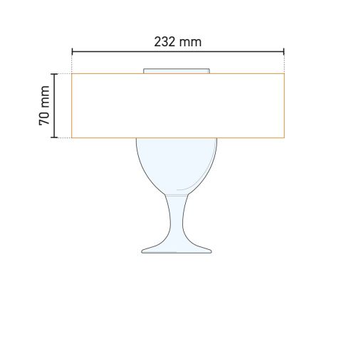 Visualisatie van bedrukkingsgebied op het bierglas op voet Munich 49 cl. met maten