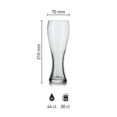Afbeelding met afmetingen van het Pantheon TAPMAAT glas 30 cl., inclusief maatlijnen en schaal.