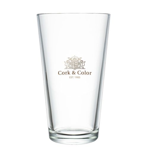 Full-colour opdruk van CorkColor-logo op bierglas vaasje 47 cl., vooraanzicht.