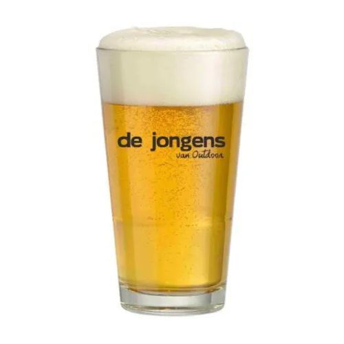 Gevuld Vaasje Stapel glas 34 cl. met logo in sfeerrijke setting