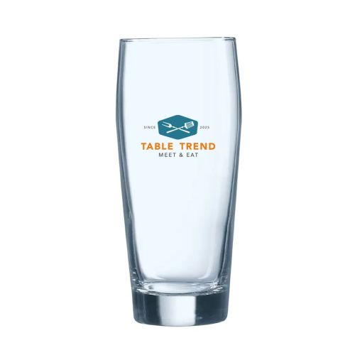 Willy horeca bierglas 33 cl. met meerkleurig TableTrend-logo op het vooraanzicht bedrukt.