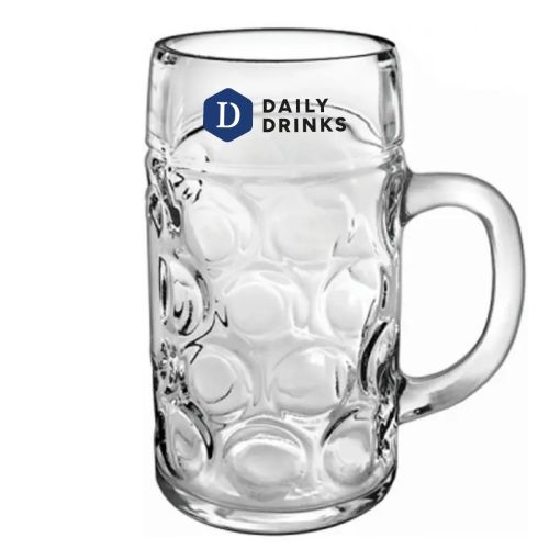 DailyDrinks-logo in meerdere kleuren op de voorzijde van het Don tapmaatglas 100 cl.