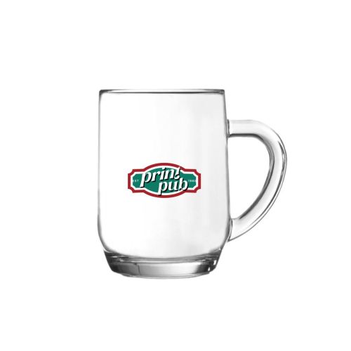 Bierpul Hayworth 28 cl. bedrukt met meerkleurig PrintPub-logo aan de voorzijde van het glas.