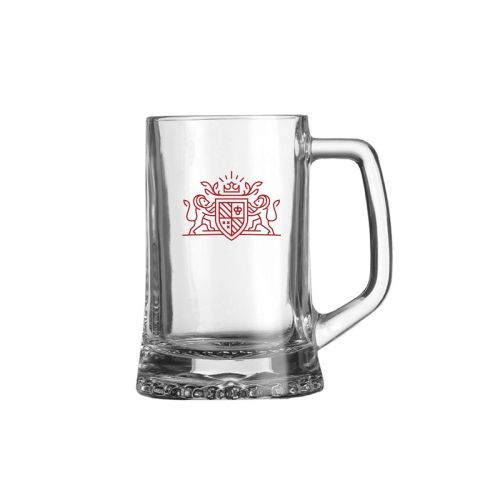 Eénkleurig rood CorkColor-logo gecentreerd op voorzijde van Maxim 28 cl. bierpul, gedrukt.