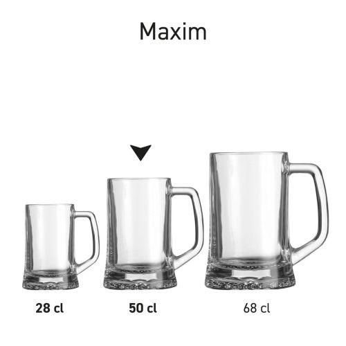 Serieafbeelding van bierpul Maxim 50 cl. glas naast andere modellen uit dezelfde lijn.