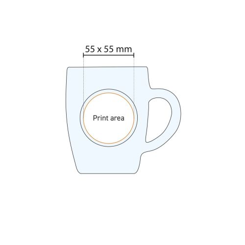 Technische werktekening van de drukgebieden voor bedrukking op de bierpul Oktober 55 cl.