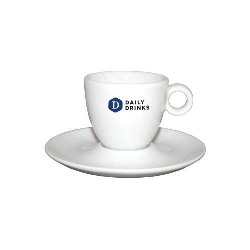 Eénkleurige bedrukking van het TableTrend-logo op voorzijde van Bola espressokopje.