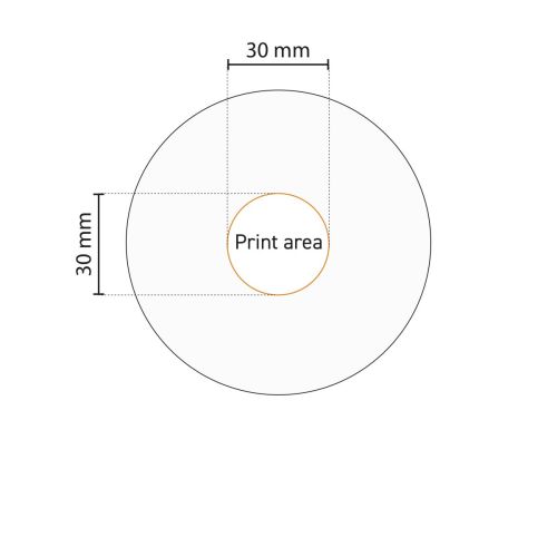 Technische werktekening met drukgebied op de Bola espressoschotel 12,5 cm porselein.