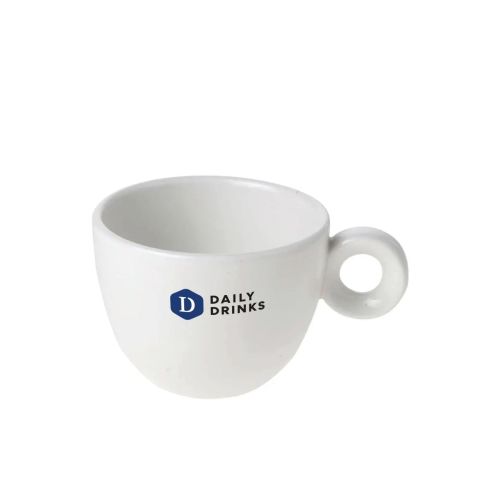Bola koffiekop 15 cl. van porselein met meerkleurig DailyDrinks-logo aan voorzijde.