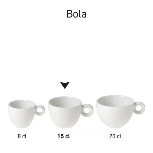 Overzicht van Bola koffiekoppen als serie porseleinen bekers.
