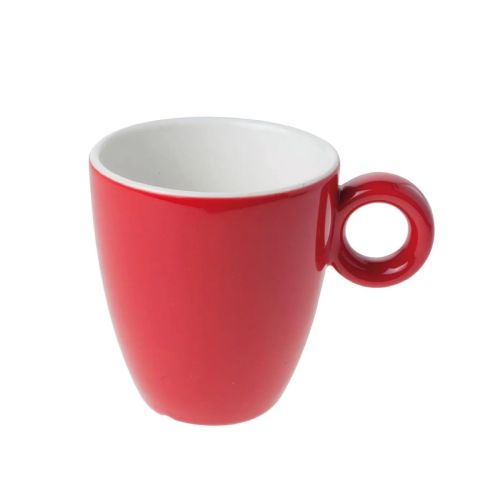 Identiek vooraanzicht van rood-witte Bola mok 19 cl.