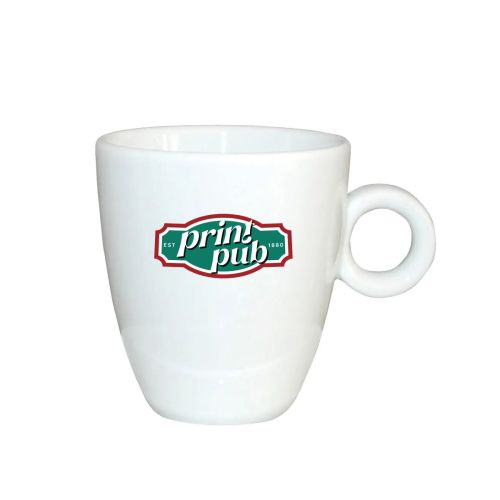 Porseleinen Bola mok 19 cl met meerkleurig PrintPub-logo op het vooraanzicht.