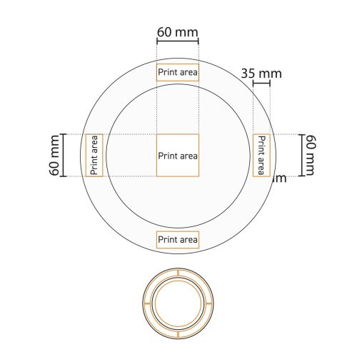 Technische infographic toont maatvoering en structuur van bord brede rand 28 cm porselein.