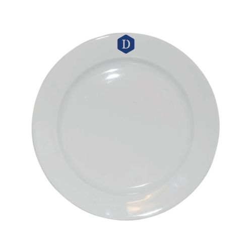 Diep bord met 1-kleurig DailyDrinks-logo op voorzijde, witte porseleinen uitvoering van 23 cm.