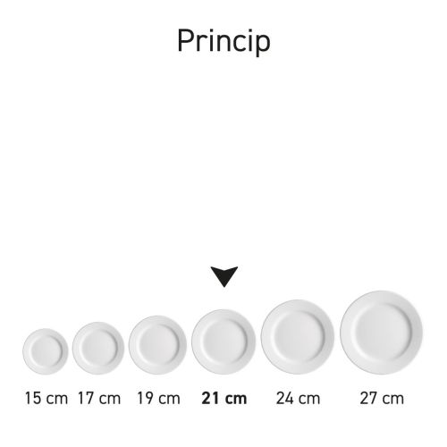 Seriebeeld van porseleinen borden Princip opgesteld als onderdeel van de Princip-serie