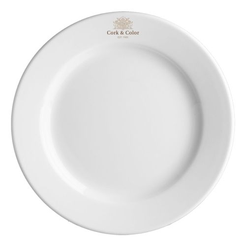 Bord Princip 27 cm porselein met kleurrijke opdruk van CorkColor-logo op het bovenvlak.