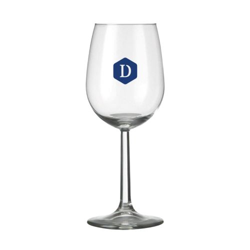 Bouquet wijnglas 35 cl. van helder glas met een enkelkleurig DailyDrinks-logo op het vooraanzicht gedrukt.