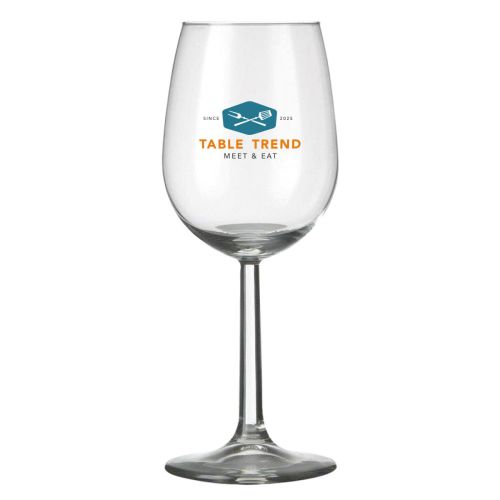 Vooraanzicht van Bouquet wijnglas 45 cl. met TableTrend-logo in meerdere kleuren gedrukt.