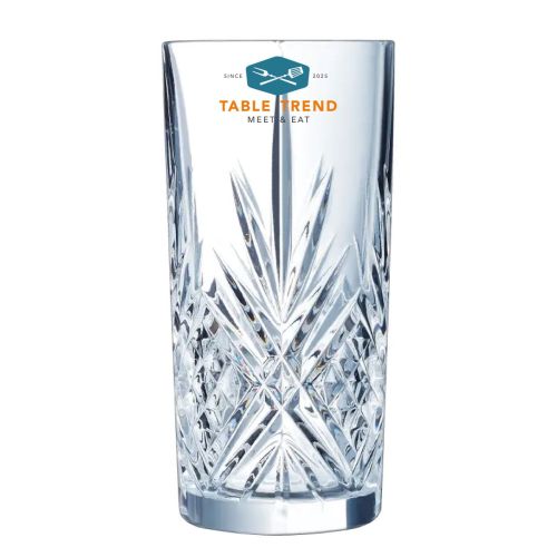 Broadway longdrinkglas 38 cl. bedrukt met meerkleurig TableTrend-logo aan de voorkant van het glas.
