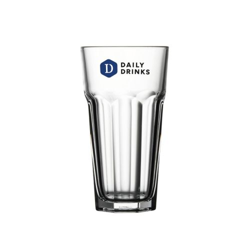 Casablanca Latte Hoog glas 28,5 cl. met meerkleurige logo-opdruk van DailyDrinks op de voorzijde.