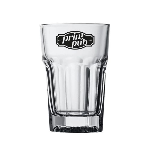 Casablanca Longdrink glas 35,5 cl. voorzien van bedrukt PrintPub-logo in één kleur op voorzijde.