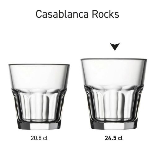 Serie Casablanca Rocks glazen 24,5 en 20,8 cl. gepresenteerd als serie.
