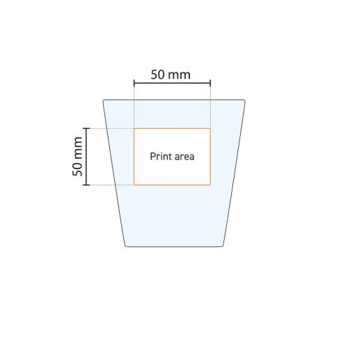 City glas 19 cl. met drukgebied visueel aangegeven in technische werktekening voor bedrukking.