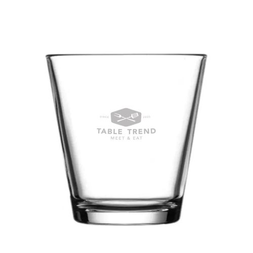 Vooraanzicht van het City glas 25 cl met gegraveerd TableTrend-logo in het glasoppervlak.