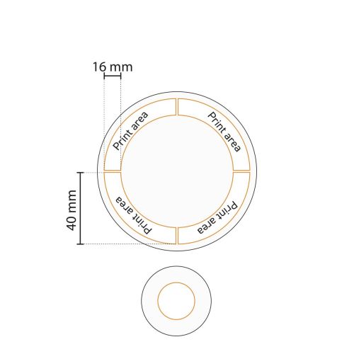 Technische werktekening toont het drukgebied op het porseleinen Hotel coupebord van 17 cm.