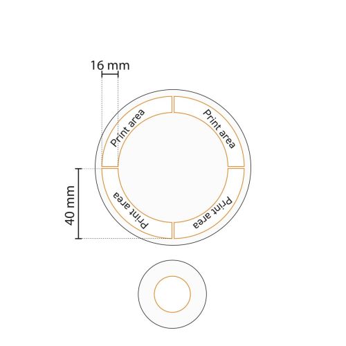 Drukgebied op het porseleinen coupebord Hotel 21 cm weergegeven in technische werktekening.